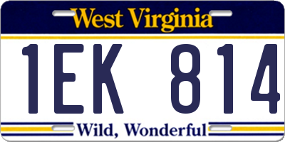WV license plate 1EK814