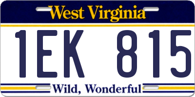 WV license plate 1EK815