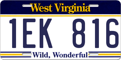 WV license plate 1EK816
