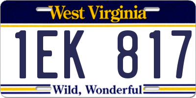 WV license plate 1EK817