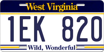 WV license plate 1EK820