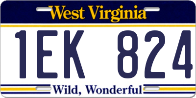 WV license plate 1EK824