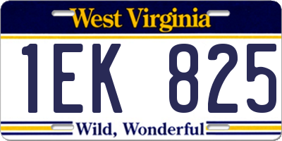 WV license plate 1EK825
