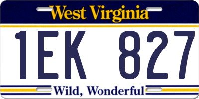 WV license plate 1EK827