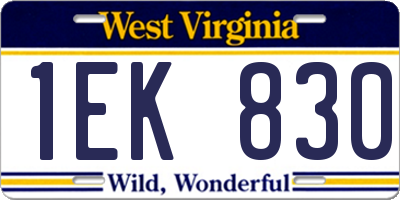 WV license plate 1EK830