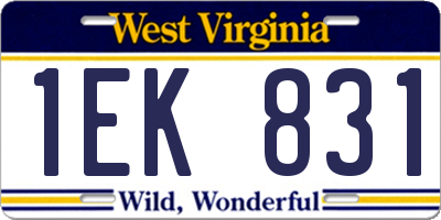 WV license plate 1EK831