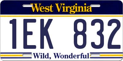 WV license plate 1EK832