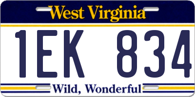 WV license plate 1EK834