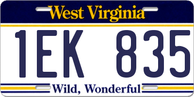 WV license plate 1EK835