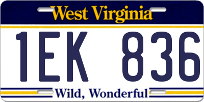 WV license plate 1EK836