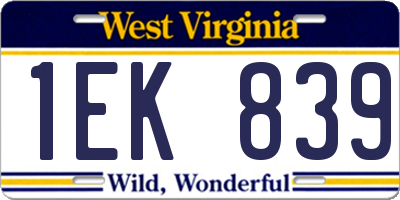 WV license plate 1EK839