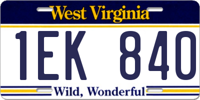 WV license plate 1EK840