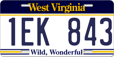 WV license plate 1EK843