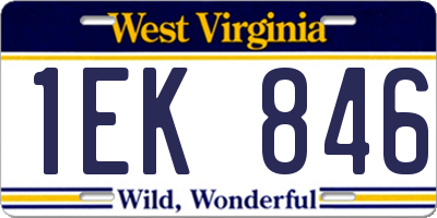 WV license plate 1EK846