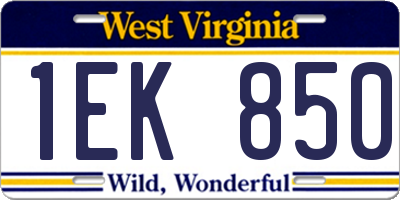 WV license plate 1EK850