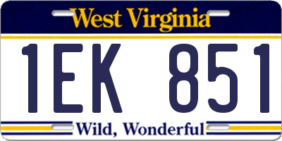 WV license plate 1EK851
