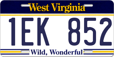 WV license plate 1EK852