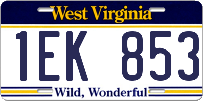 WV license plate 1EK853
