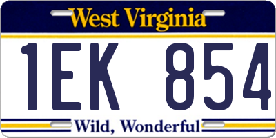 WV license plate 1EK854