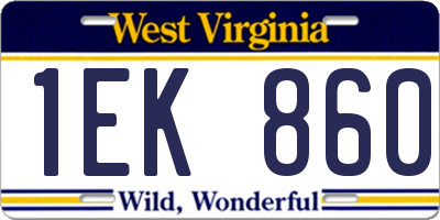 WV license plate 1EK860