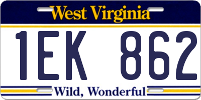 WV license plate 1EK862