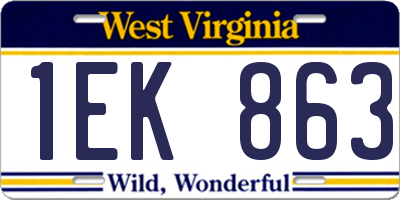WV license plate 1EK863