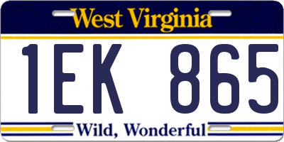 WV license plate 1EK865