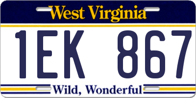 WV license plate 1EK867