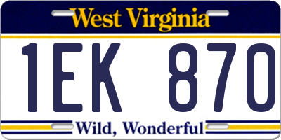 WV license plate 1EK870
