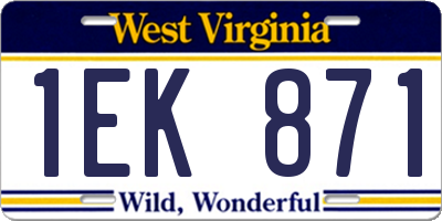 WV license plate 1EK871