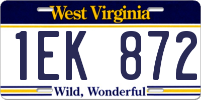 WV license plate 1EK872