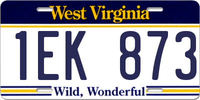 WV license plate 1EK873