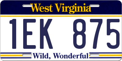 WV license plate 1EK875