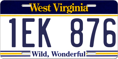 WV license plate 1EK876