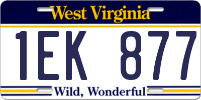 WV license plate 1EK877