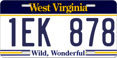 WV license plate 1EK878