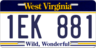 WV license plate 1EK881