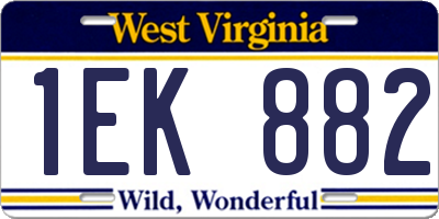 WV license plate 1EK882
