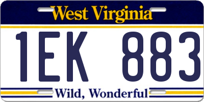 WV license plate 1EK883