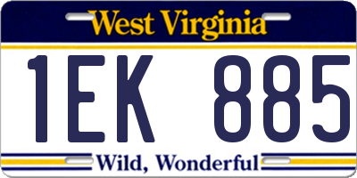 WV license plate 1EK885