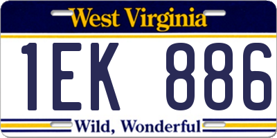 WV license plate 1EK886