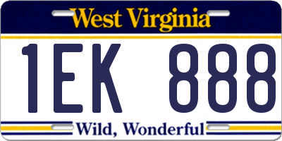 WV license plate 1EK888
