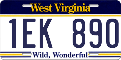 WV license plate 1EK890