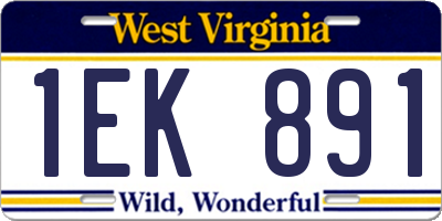 WV license plate 1EK891