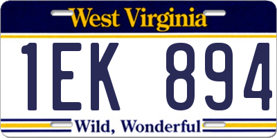 WV license plate 1EK894