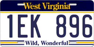 WV license plate 1EK896