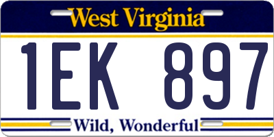 WV license plate 1EK897
