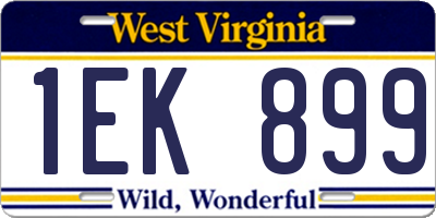 WV license plate 1EK899
