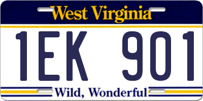 WV license plate 1EK901