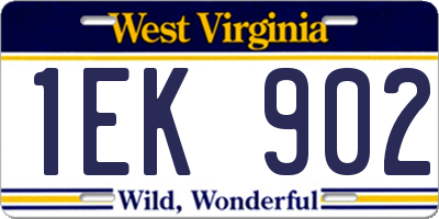 WV license plate 1EK902